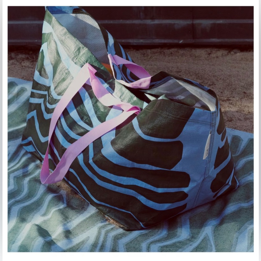 Marimekko for Ikea Large Blue Green Bastua Bag Limited Edition